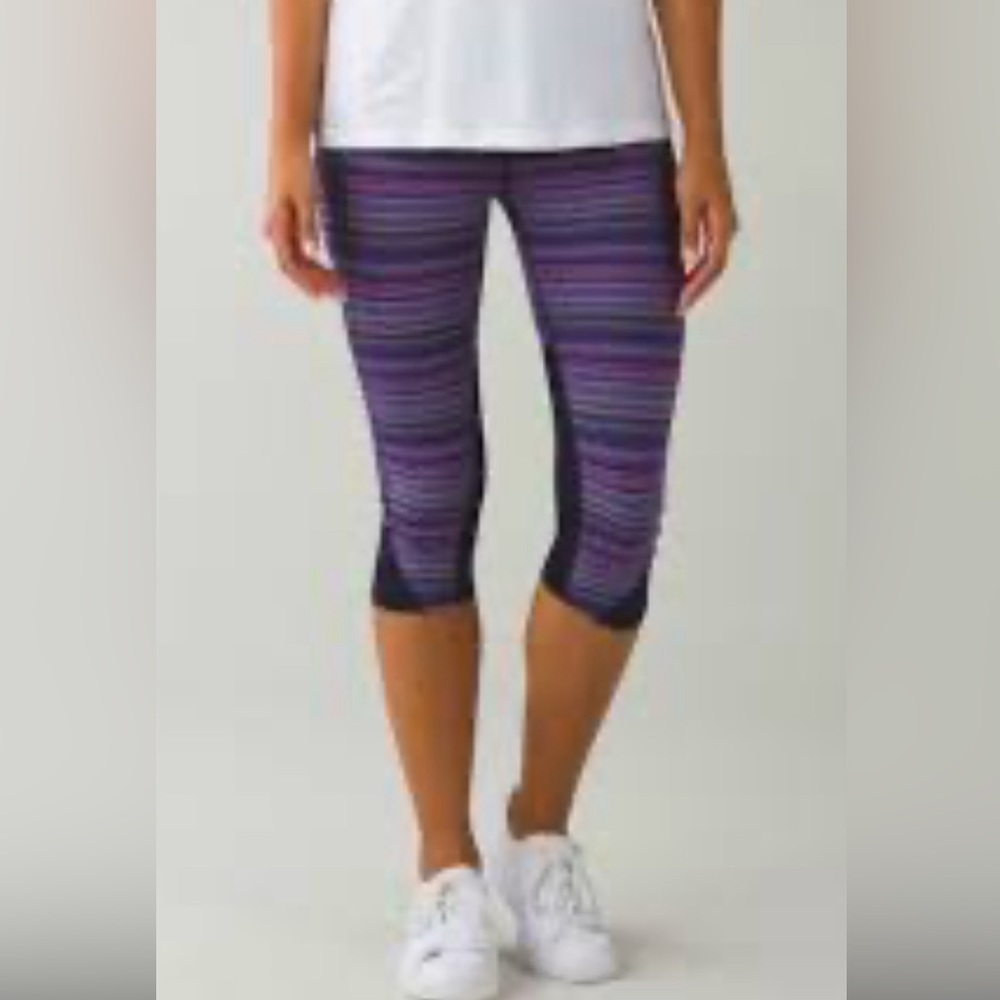 LLululemon Vent It Out Crop‎ Space Dye Teist Ulyra Violet Multi/Naval Blue SZ 4